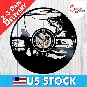 Bass Fishing Vinyl Wall Clock Fish Decor Gifts